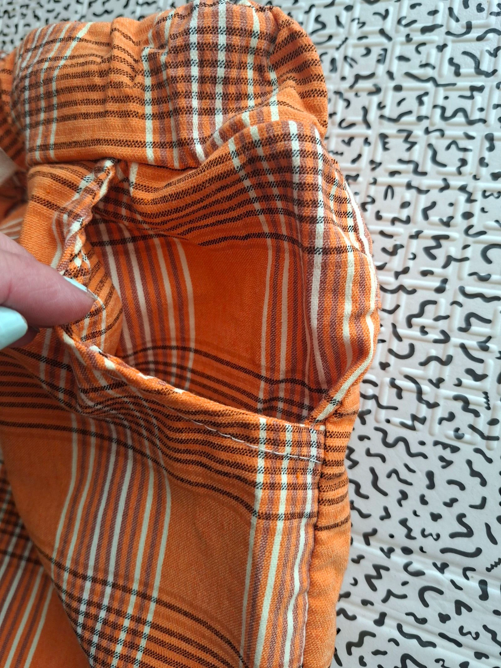 Pantalon femme carreaux orange taille 36 très bon état – photo 3
